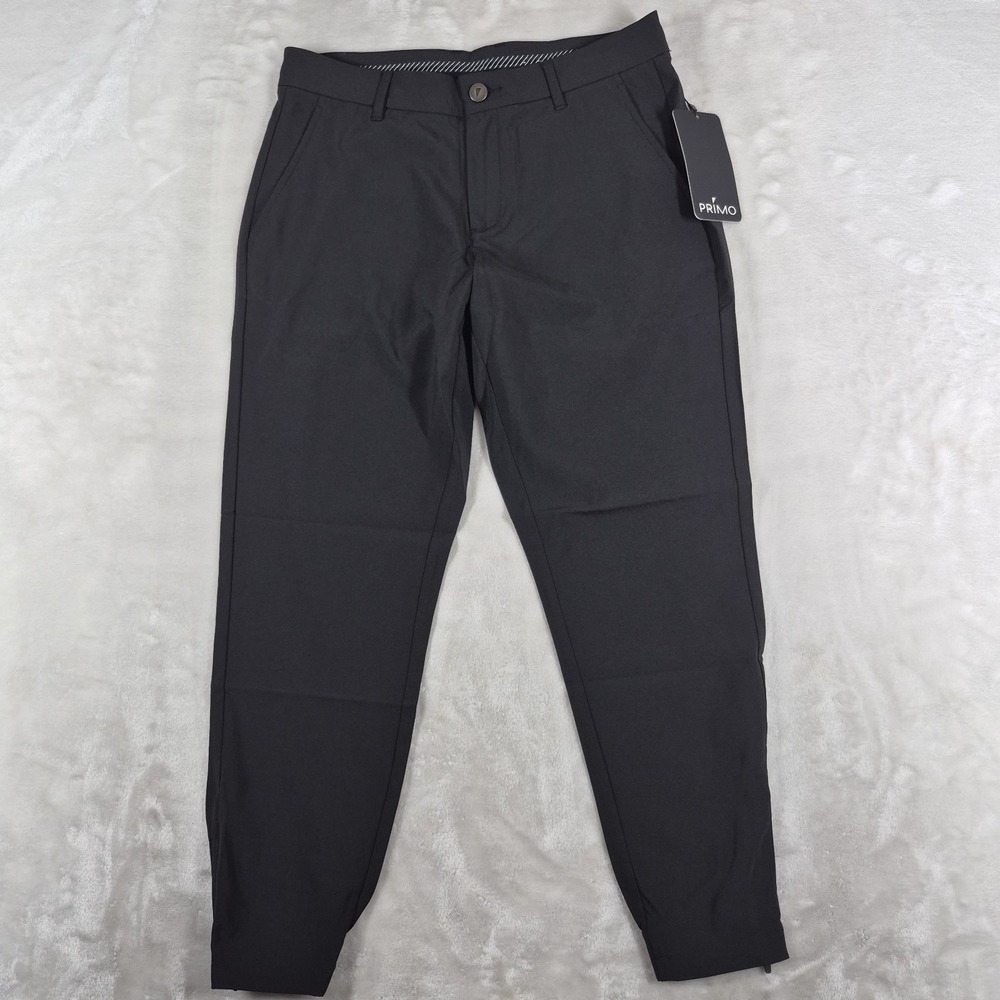 Primo Jogger Pants Men's 31 Short Black Golf Performance Tapered Stretch Zip NWT